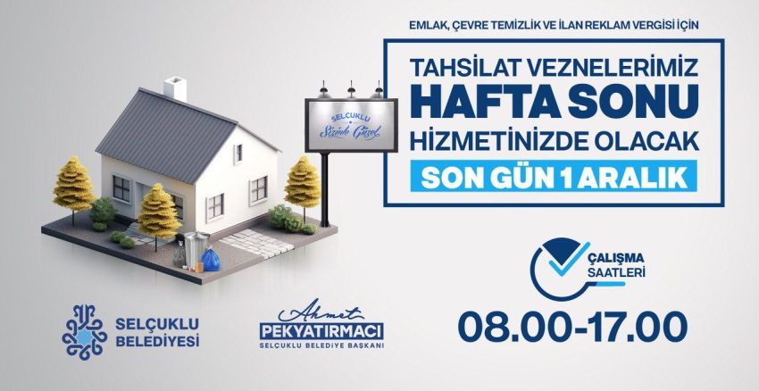 EMLAK VE ÇEVRE TEMİZLİK VERGİSİ ÖDEMELERİNDE SON GÜN 1 ARALIK