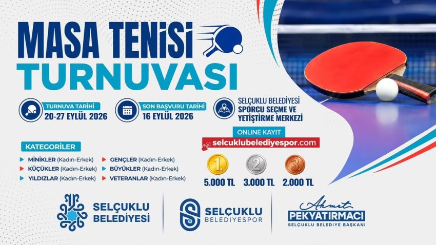 SELÇUKLU’DA MASA TENİSİ TURNUVASI HEYECANI BAŞLIYOR